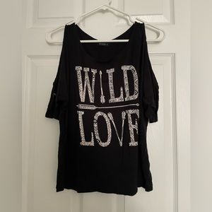 Black Cut Out Shoulder Top